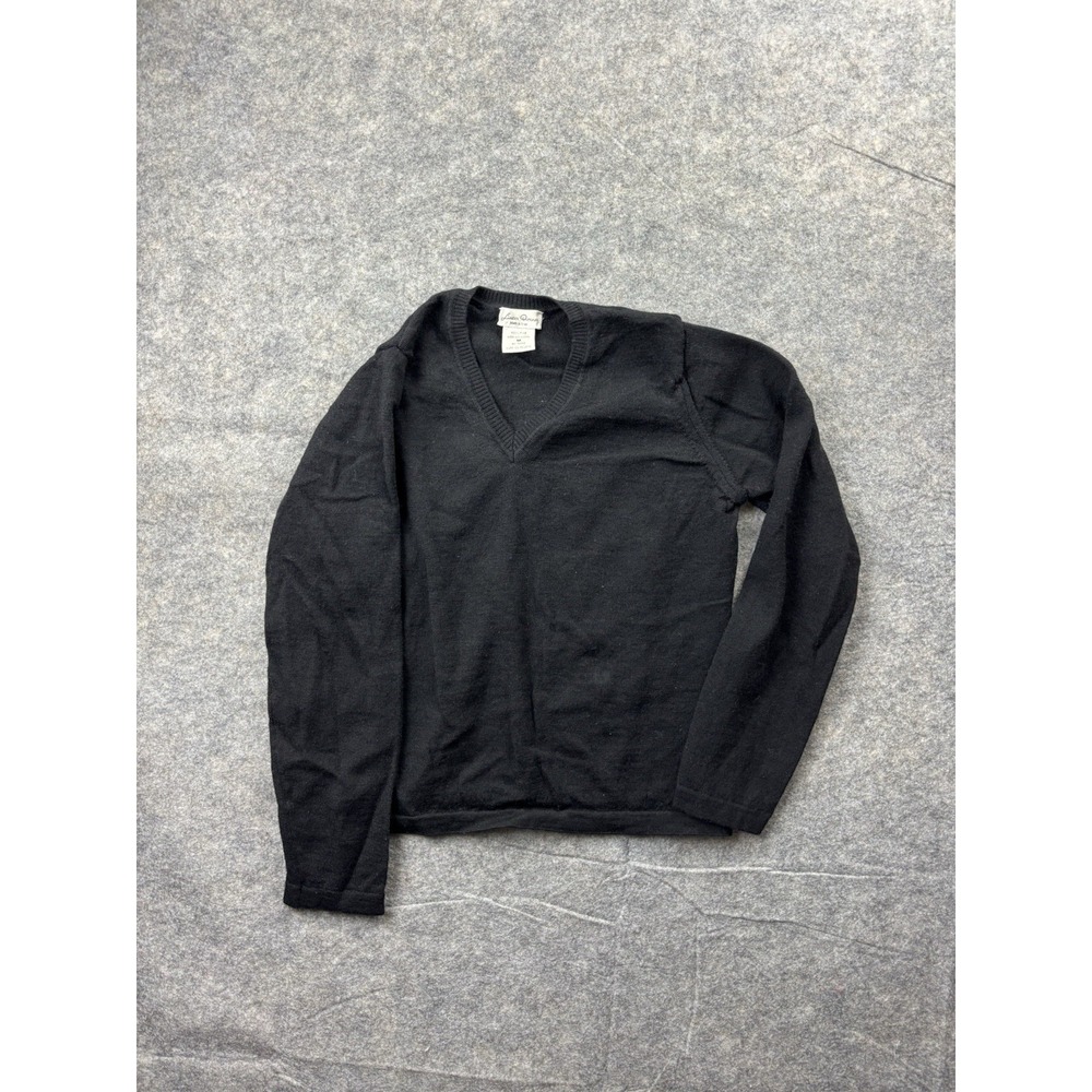 Linea Donna Black 100% Merino Wool V-Neck Sweater Made in Italy Womens Medium